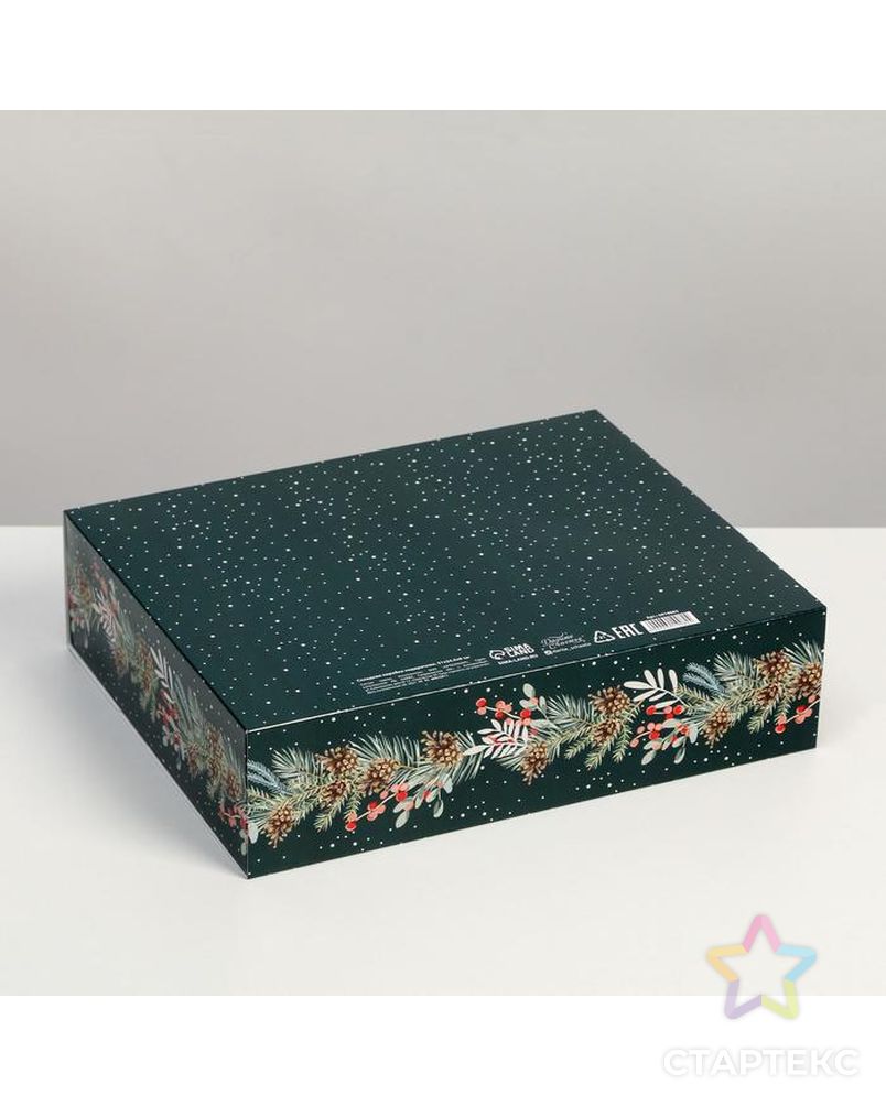 Складная коробка подарочная «Новогодняя ботаника», 20 × 18 × 5 см арт. СМЛ-163780-2-СМЛ0006919082 4