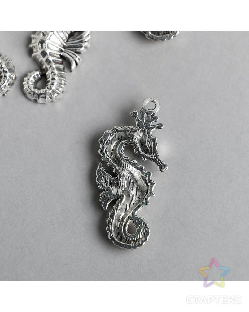 Декор металл для творчества "Морской конёк" серебро 7486 3,7х1,4 см арт. СМЛ-172176-1-СМЛ0006923380 2
