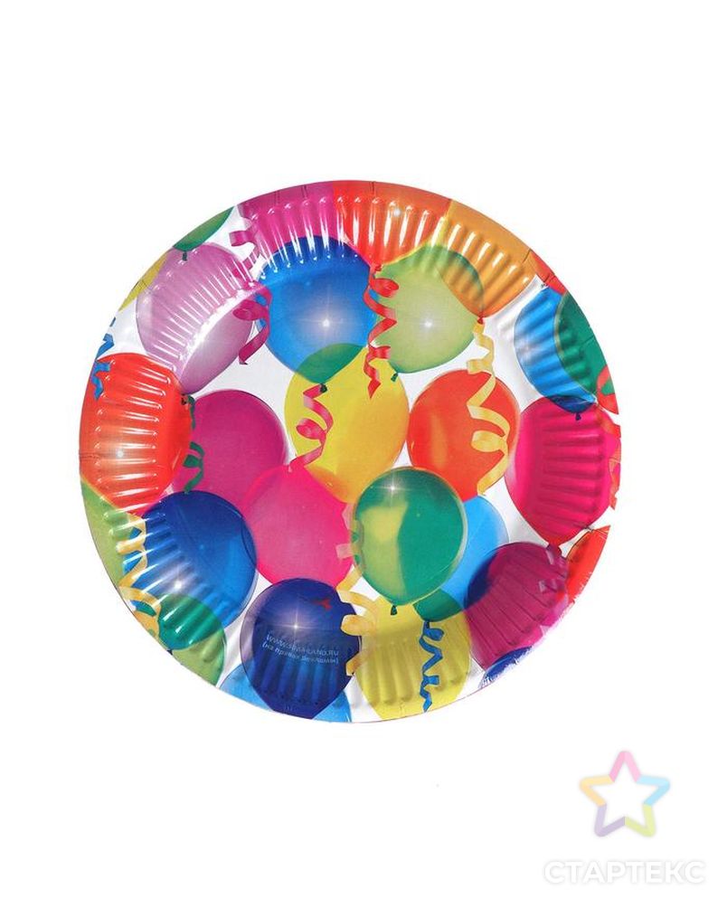 Набор бумажной посуды «Праздник», воздушные шары и серпантин, 6 стаканов, 6 тарелок арт. СМЛ-167713-1-СМЛ0006923713 2