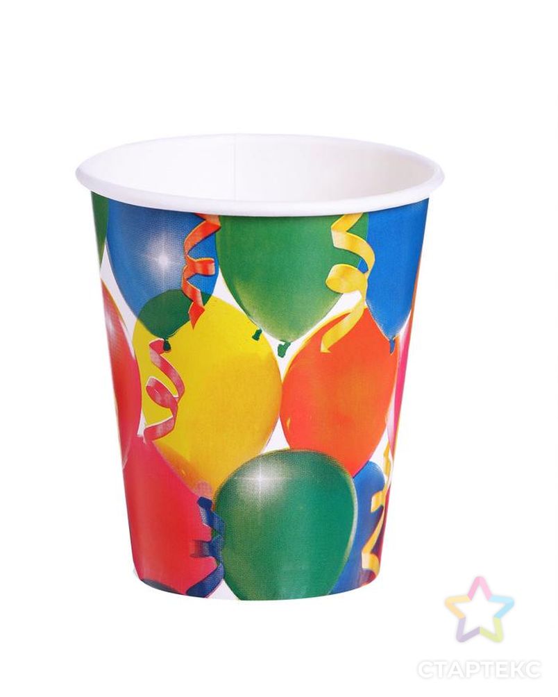 Набор бумажной посуды «Праздник», воздушные шары и серпантин, 6 стаканов, 6 тарелок арт. СМЛ-167713-1-СМЛ0006923713 3