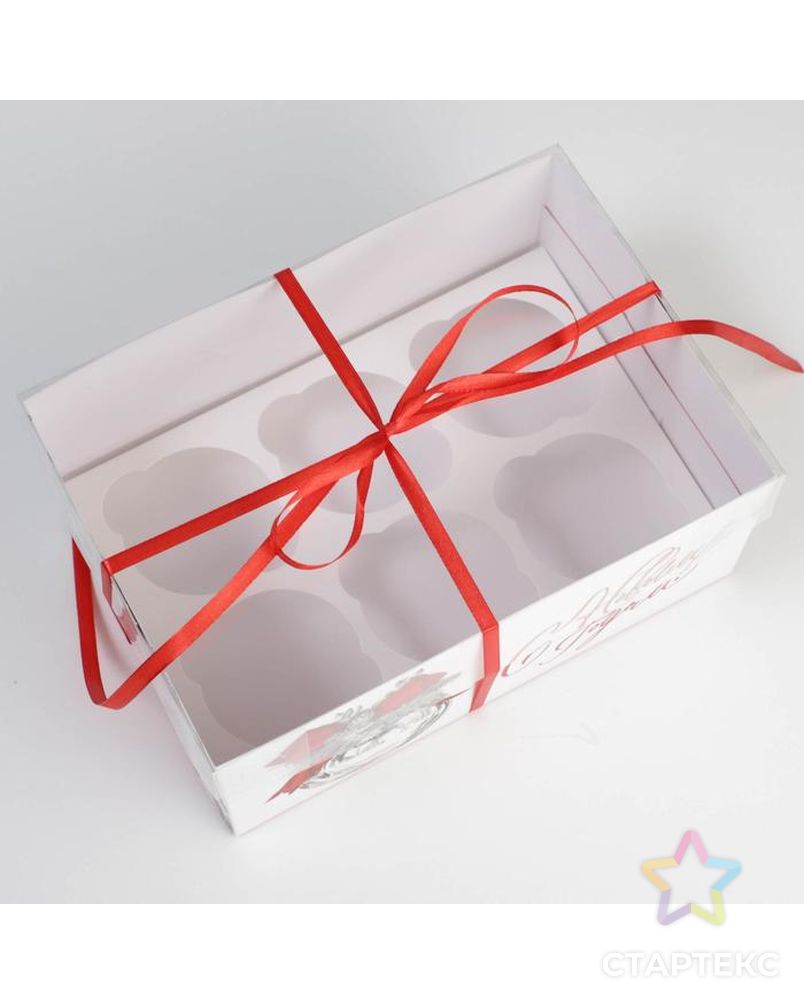 Коробка для капкейка «Серебро», 23 × 16 × 10 см арт. СМЛ-167415-1-СМЛ0006929317 3