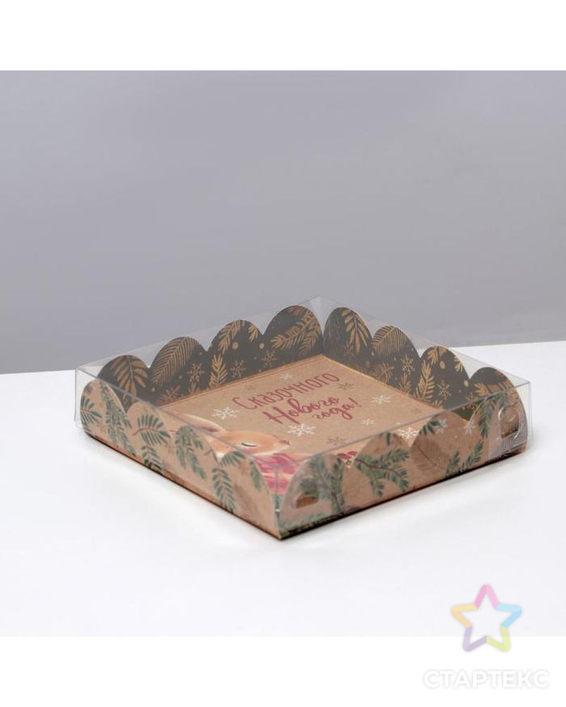 Коробка для кондитерских изделий с PVC крышкой «Зайка», 13 × 13 × 3 см арт. СМЛ-164297-1-СМЛ0006930819 2