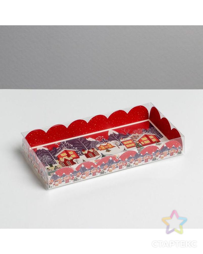 Коробка для кондитерских изделий с PVC крышкой «Карусель», 10.5 × 21 × 3 см арт. СМЛ-160851-1-СМЛ0006930841 1