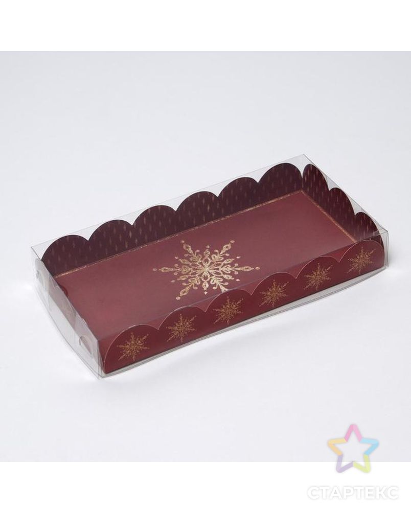 Коробка для кондитерских изделий с PVC крышкой Gold, 10.5 × 21 × 3 см арт. СМЛ-164312-1-СМЛ0006930847 1