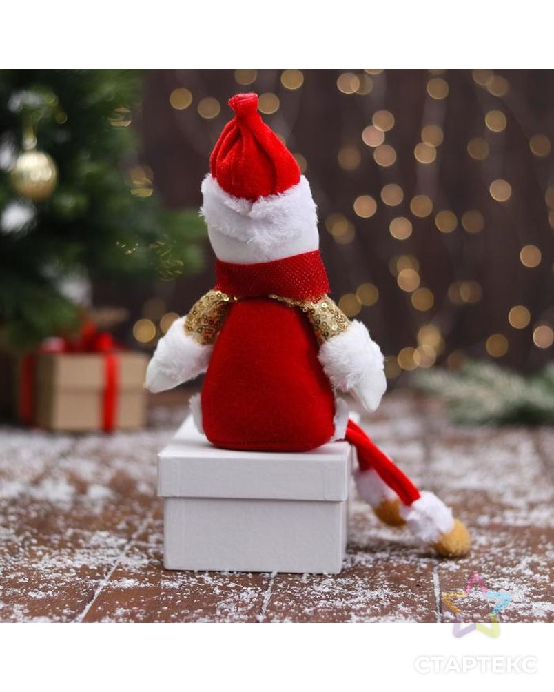 Мягкая игрушка "Снеговик в блестящей шубке - длинные ножки" 10х32 см, красно-золотой арт. СМЛ-163712-1-СМЛ0006932401 2