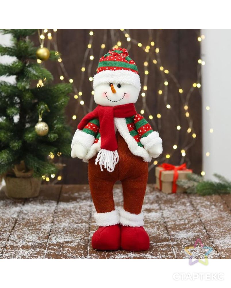 Мягкая игрушка "Снеговик - пузанчик" 10х42 см, красно-зелёный арт. СМЛ-163714-1-СМЛ0006932407 1