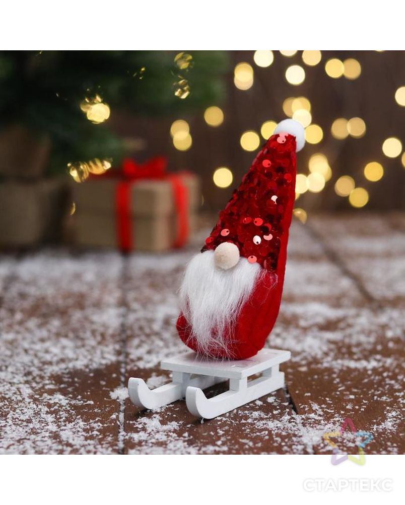 Мягкая игрушка "Дед Мороз на санках" 5х13 см, красный арт. СМЛ-164214-1-СМЛ0006932421 1