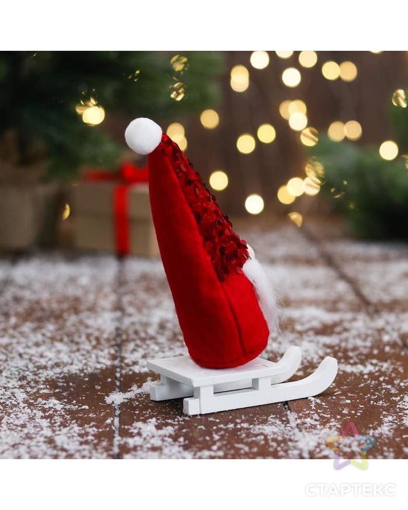 Мягкая игрушка "Дед Мороз на санках" 5х13 см, красный арт. СМЛ-164214-1-СМЛ0006932421 2