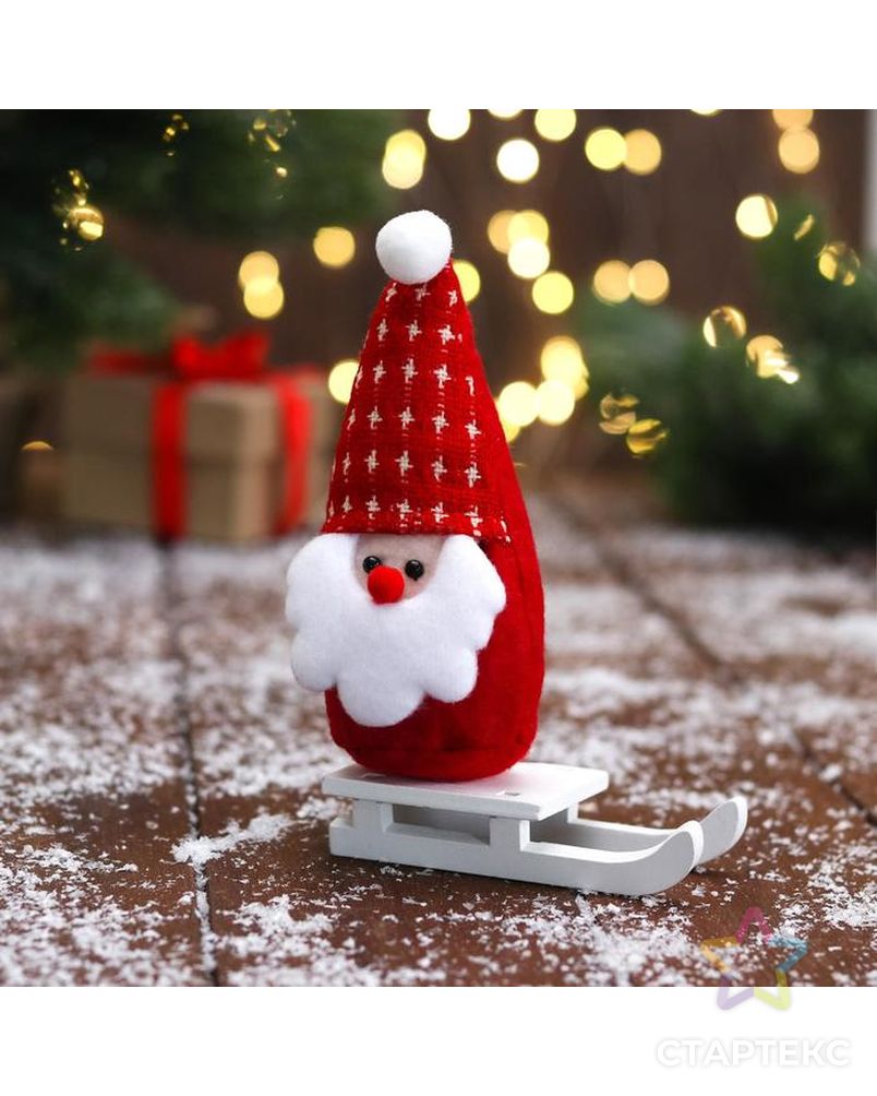 Мягкая игрушка "Дед Мороз на санках" 5х13 см, красный арт. СМЛ-164215-1-СМЛ0006932422 1