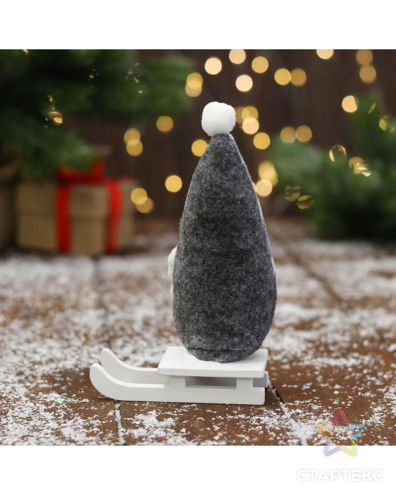 Мягкая игрушка "Дед Мороз на санках" в шапке 5х13 см, серый арт. СМЛ-164216-1-СМЛ0006932423 2