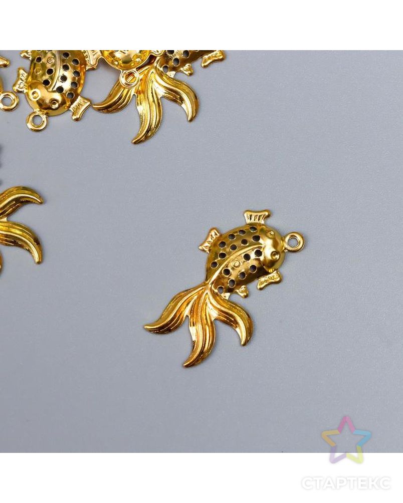Декор металл для творчества "Золотая рыбка" золото WA-745 2,5х3,6 см арт. СМЛ-160576-1-СМЛ0006938256 1
