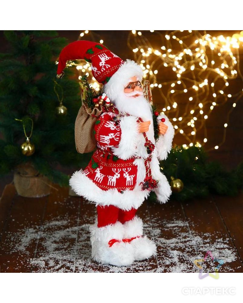 Дед Мороз "В красной шубке, колпачке и с подарками" 23х45 см арт. СМЛ-185073-1-СМЛ0006938354