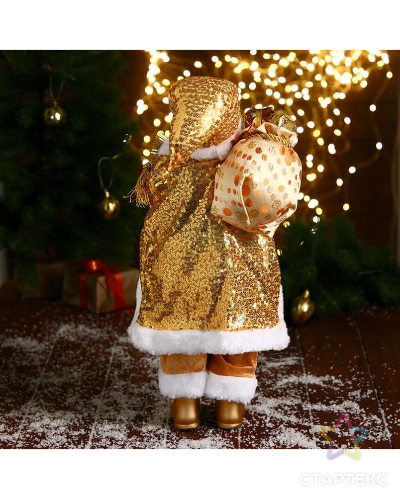Дед Мороз "В золотом костюме, с ёлочкой и подарками" 23х45 см арт. СМЛ-185074-1-СМЛ0006938355 4