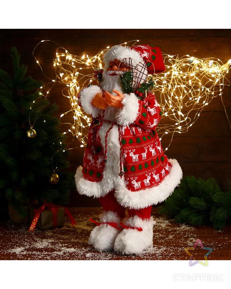 Дед Мороз "В красной шубке с оленями, с веточками" 35х60 см арт. СМЛ-188241-1-СМЛ0006938358 3