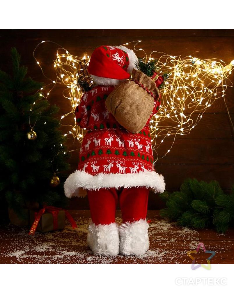 Дед Мороз "В красной шубке с оленями, с веточками" 35х60 см арт. СМЛ-188241-1-СМЛ0006938358 4