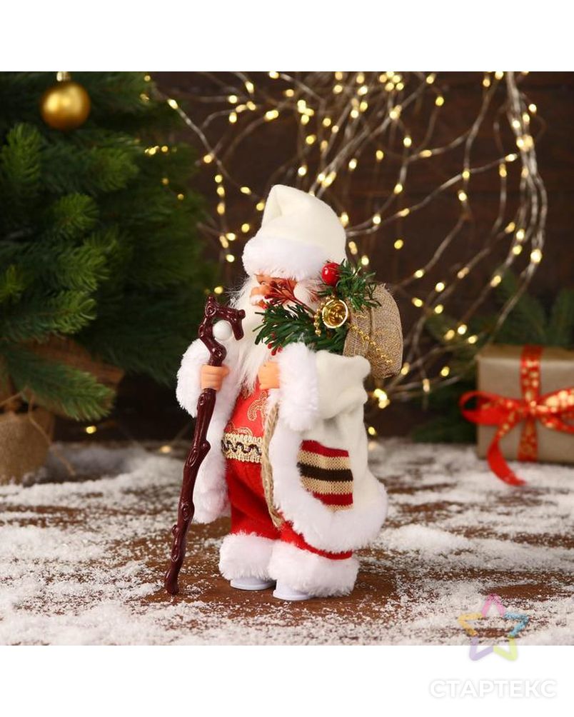 Дед Мороз "В костюмчике с орнаментом, с посохом" двигается, 11х25 см арт. СМЛ-170851-1-СМЛ0006938372 2