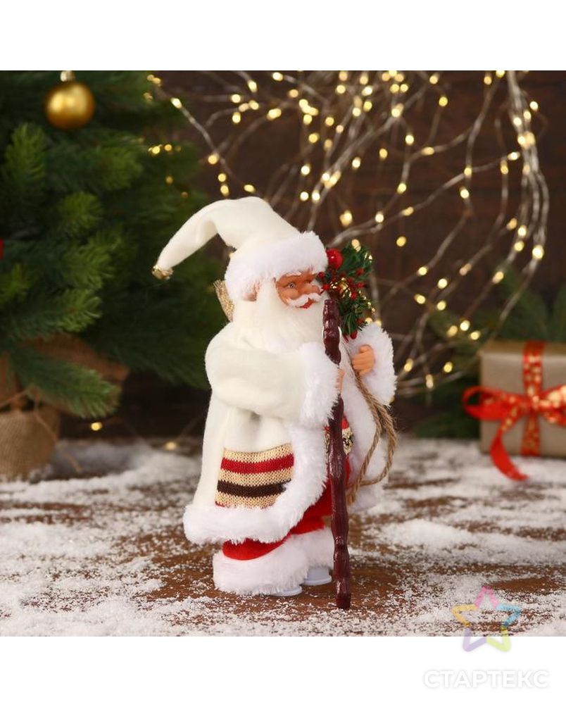 Дед Мороз "В костюмчике с орнаментом, с посохом" двигается, 11х25 см арт. СМЛ-170851-1-СМЛ0006938372 4