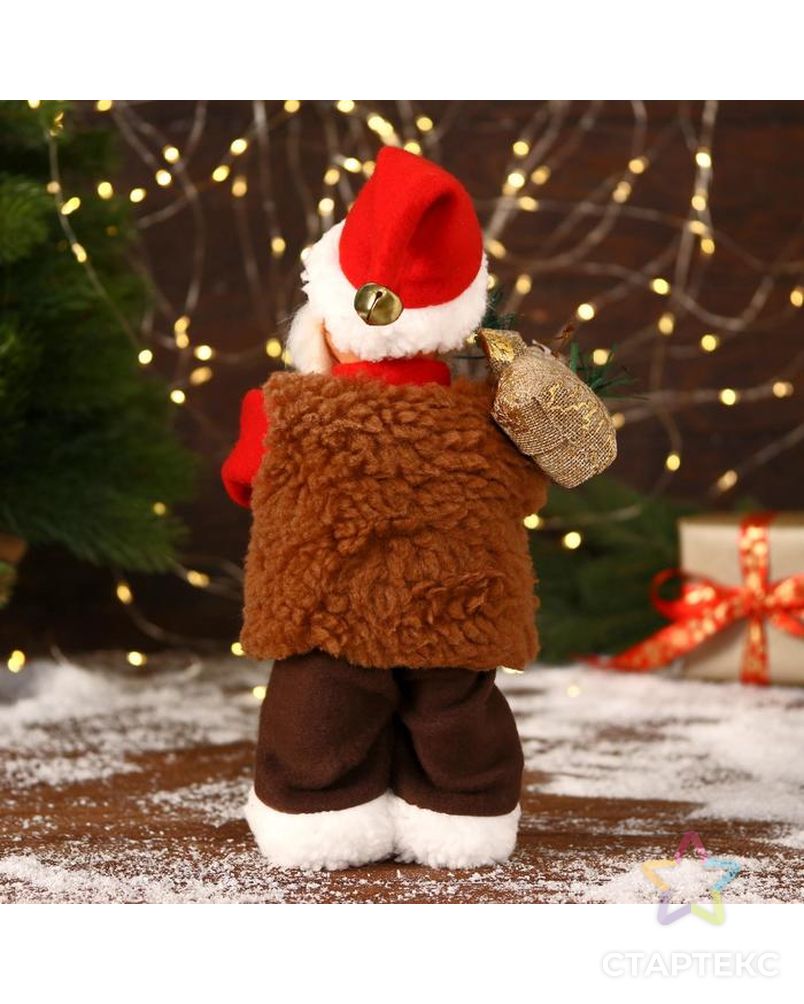 Дед Мороз "В красном тулупе, с колокольчиком" двигается, ботинки светятся, 13х28 см арт. СМЛ-170867-1-СМЛ0006938388 3