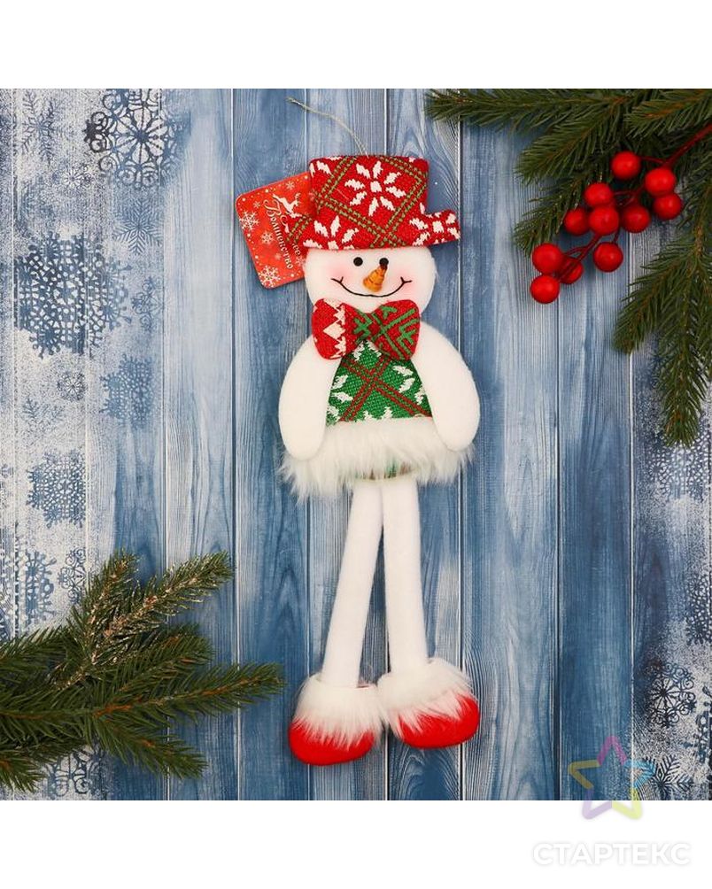 Мягкая игрушка "Снеговик в костюме с орнаментом, в шляпке" 9,5х30 см арт. СМЛ-169272-1-СМЛ0006938920 2