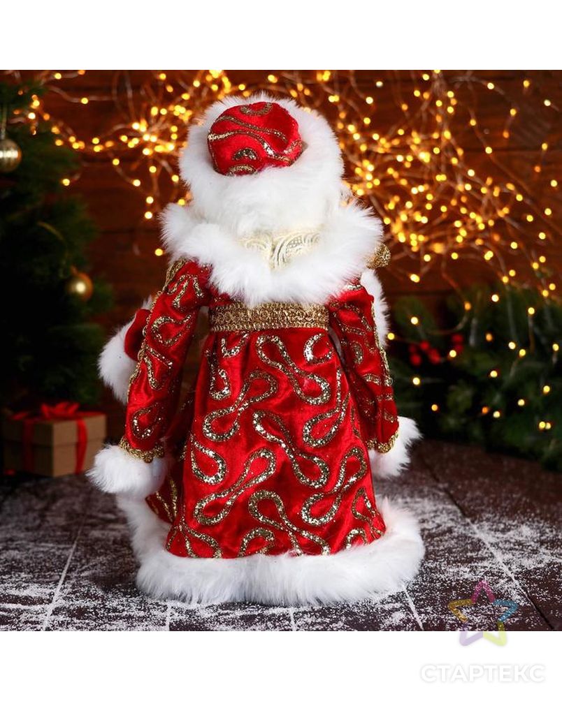 Дед Мороз "В красно-золотой шубе с узором, с посохом" двигается, 19х40 см арт. СМЛ-161872-1-СМЛ0006939403 3