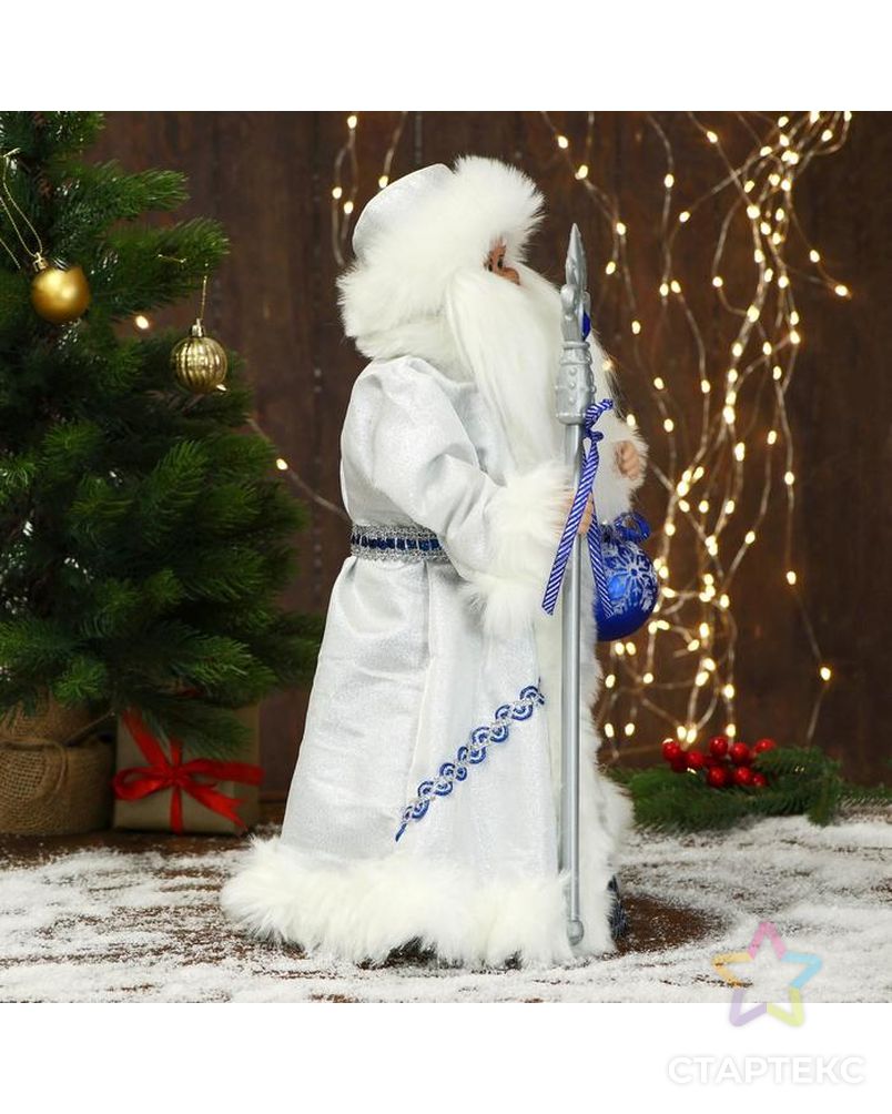Дед Мороз "В синей шубе, с посохом и шариком" двигается, 22х45 см арт. СМЛ-167663-1-СМЛ0006939406 4
