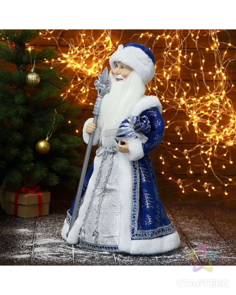Дед Мороз "В синей шубе, с посохом и подарками" 24х50 см арт. СМЛ-161883-1-СМЛ0006939417 2