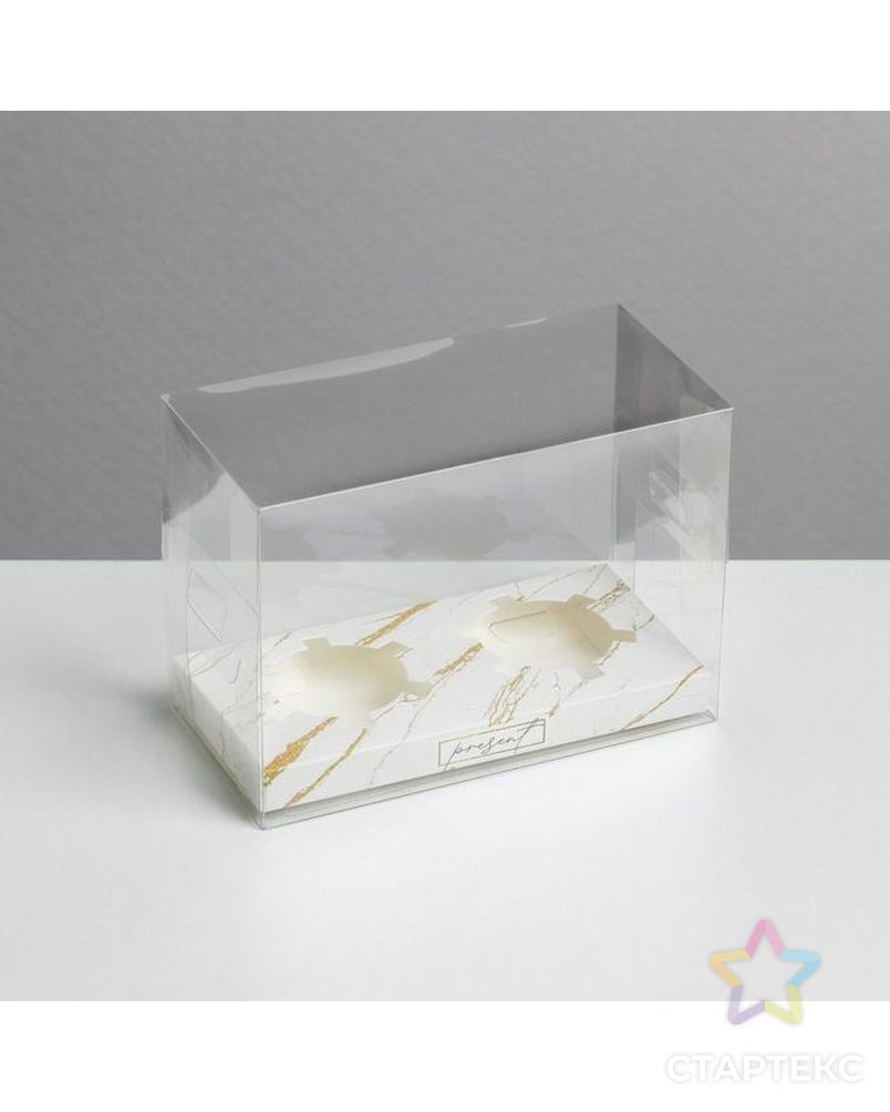 Коробка для капкейка «Мрамор», 16 × 8 × 11.5 см арт. СМЛ-166266-1-СМЛ0006940264 1