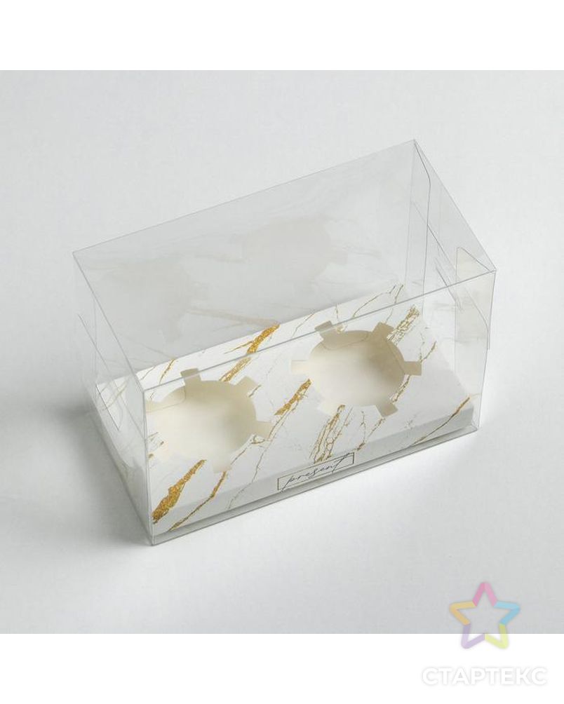 Коробка для капкейка «Мрамор», 16 × 8 × 11.5 см арт. СМЛ-166266-1-СМЛ0006940264 2