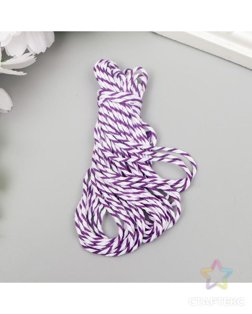 Хлопковый меланжевый шнур "Fabrika Decoru" 5 м, белый с фиолетовым. арт. СМЛ-170144-1-СМЛ0006943383