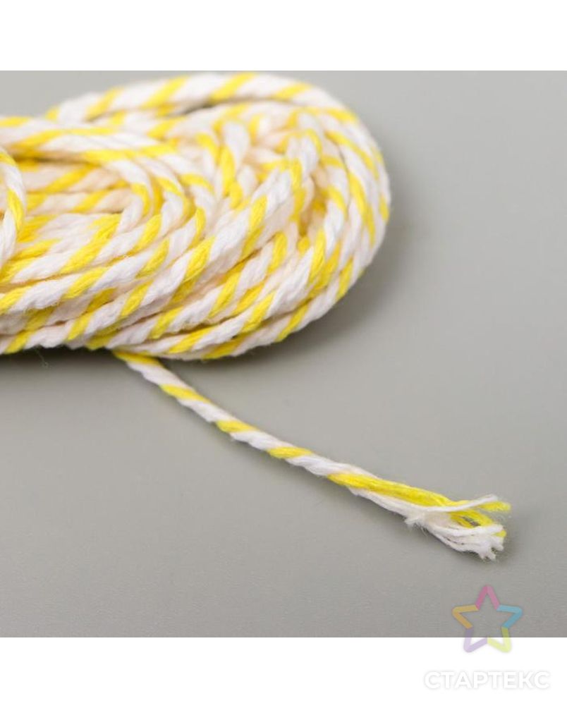 Хлопковый меланжевый шнур "Fabrika Decoru" 5 м, белый с желтым арт. СМЛ-170146-1-СМЛ0006943385 2