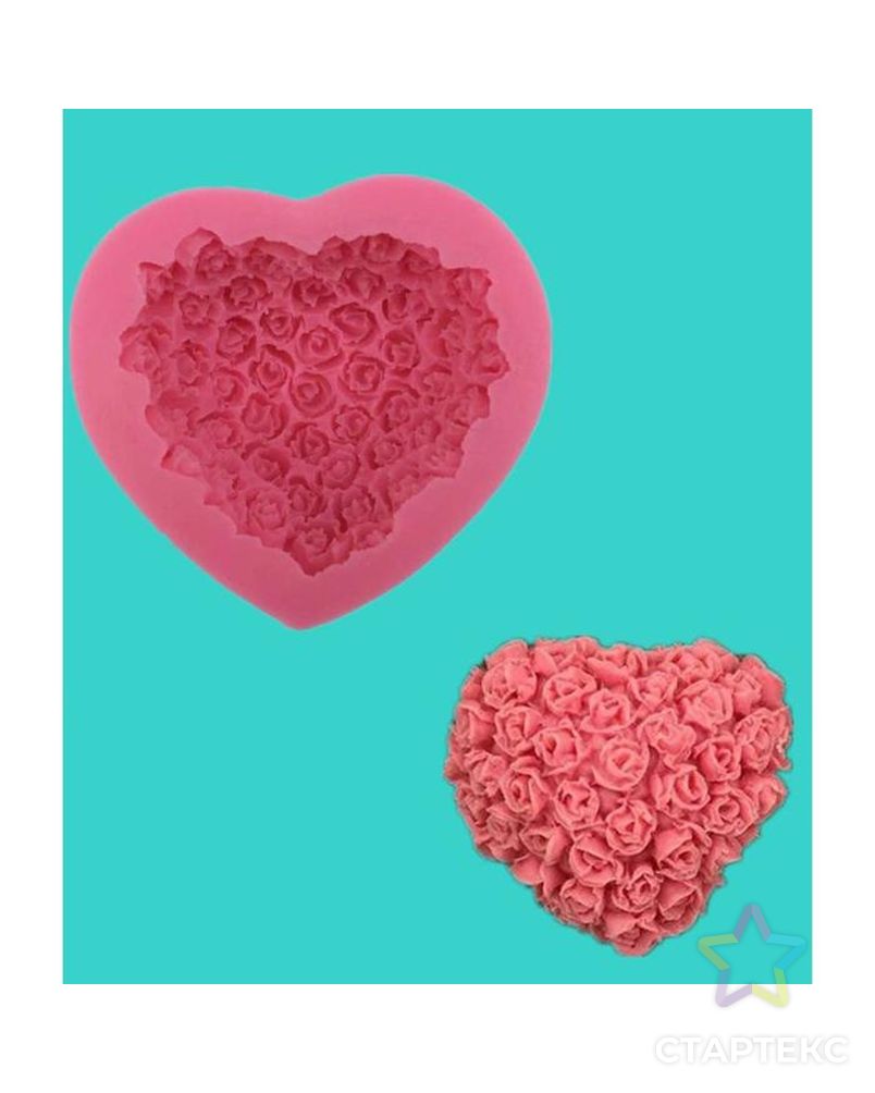 Молд силикон "Сердце из роз" 3х7,3х6,7 см арт. СМЛ-160951-1-СМЛ0006947510 1