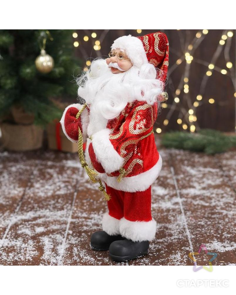 Дед Мороз "В красной шубе с подвязкой, с подарками" 16х30 см арт. СМЛ-162618-1-СМЛ0006949612 2
