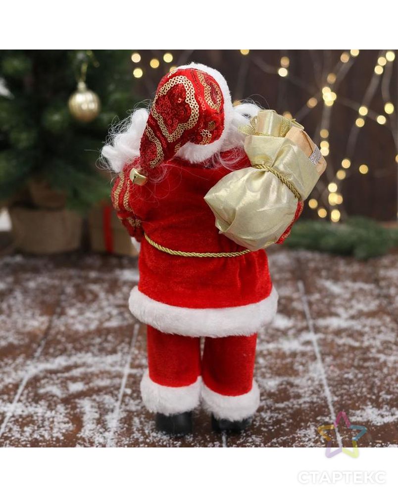 Дед Мороз "В красной шубе с подвязкой, с подарками" 16х30 см арт. СМЛ-162618-1-СМЛ0006949612 3