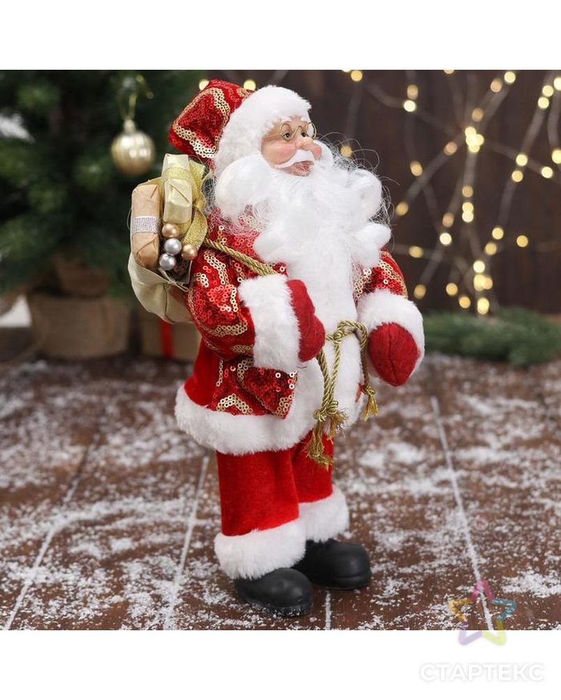 Дед Мороз "В красной шубе с подвязкой, с подарками" 16х30 см арт. СМЛ-162618-1-СМЛ0006949612 4