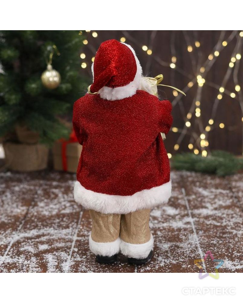 Дед Мороз "В золотисто-красном костюме, с ремешком, с подарками" 15х30 см арт. СМЛ-162619-1-СМЛ0006949626 3