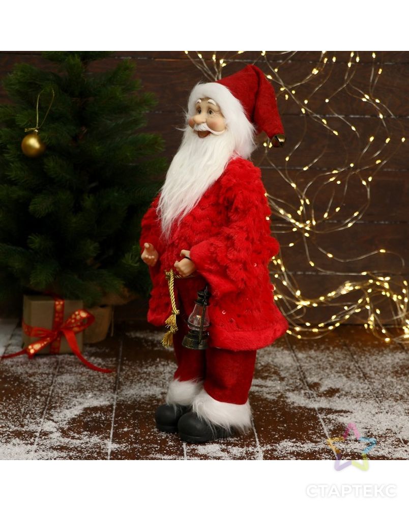 Дед Мороз "В красной шубе с пояском, с фонариком" 25х45 см арт. СМЛ-195528-1-СМЛ0006949627 2