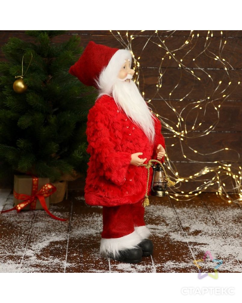 Дед Мороз "В красной шубе с пояском, с фонариком" 25х45 см арт. СМЛ-195528-1-СМЛ0006949627 4