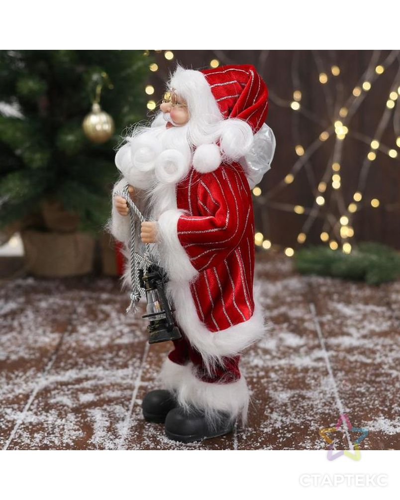 Дед Мороз "В красной полосатой шубе, с подарками" 16х30 см арт. СМЛ-162620-1-СМЛ0006949628 2