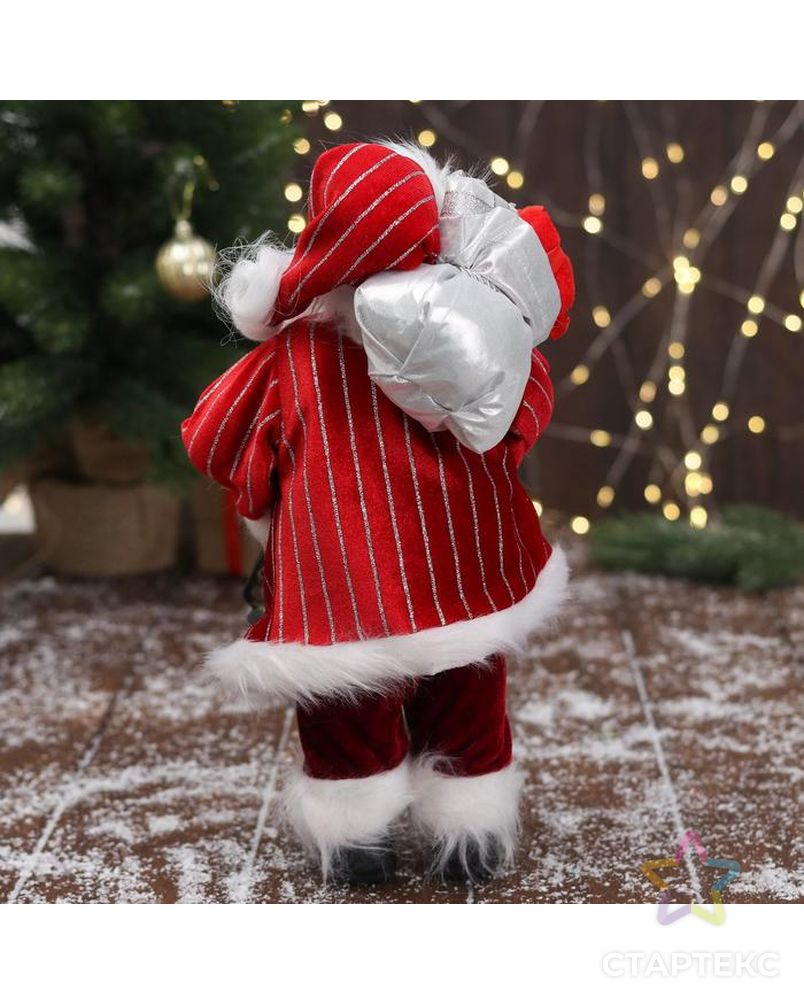 Дед Мороз "В красной полосатой шубе, с подарками" 16х30 см арт. СМЛ-162620-1-СМЛ0006949628 3