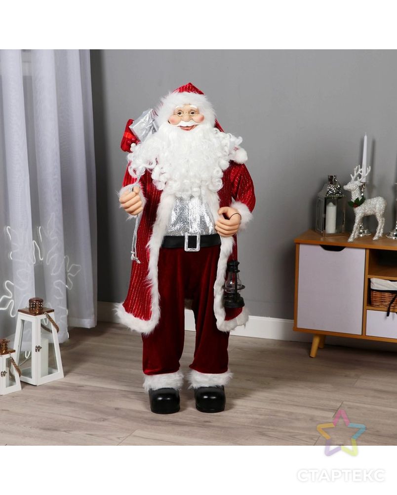 Дед Мороз "В красной полосатой шубе, с подарками" 45х120 см арт. СМЛ-195951-1-СМЛ0006949629 1