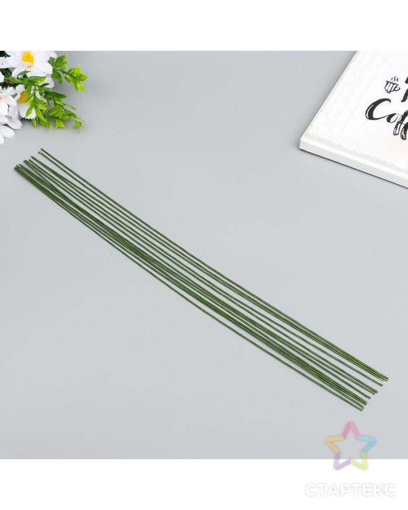 Проволока флористическая "Florico" 1.2 мм, 12 шт, 40 см, в бумажной оплётке, зелёный арт. СМЛ-153175-1-СМЛ0006954139 1