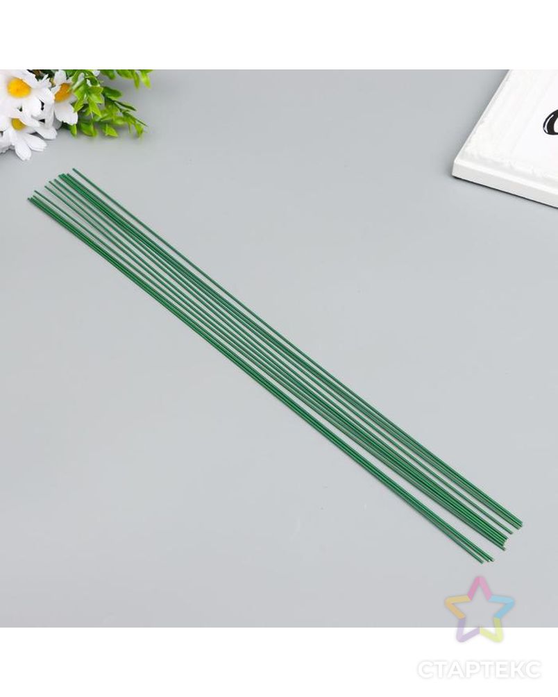 Проволока флористическая "Blumentag" 1.2 мм, 12 шт, 40 см, в пластиковой оплётке зеленый арт. СМЛ-153183-1-СМЛ0006954148 1