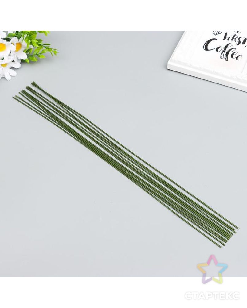 Проволока флористическая "Florico" 1.6 мм, 12 шт, 40 см, в бумажной оплётке, зелёный арт. СМЛ-153202-1-СМЛ0006954167 1