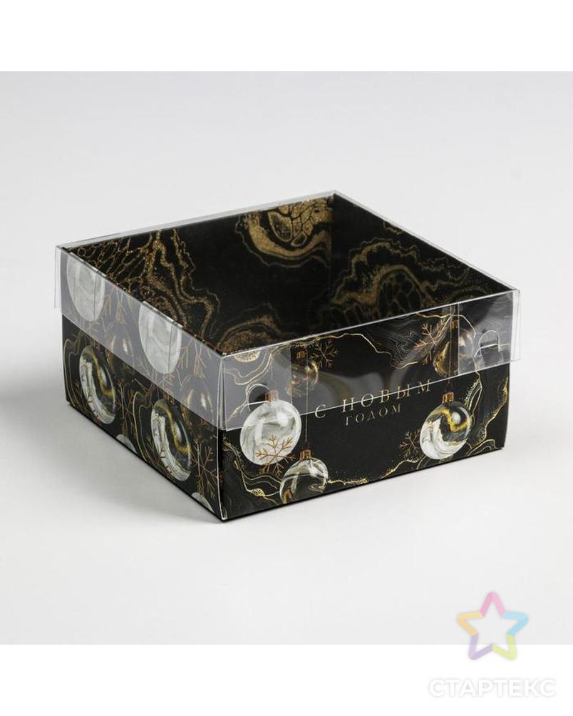 Коробка для кондитерских изделий с PVC крышкой Gold, 12 х 6 х 11,5 см арт. СМЛ-162560-1-СМЛ0006957709 1