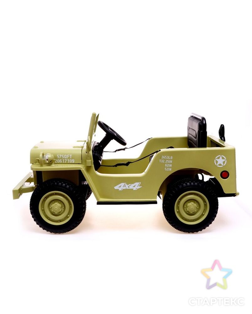 Электромобиль "Джип", кожаное сидение, EVA колеса, цвет зеленый арт. СМЛ-225006-1-СМЛ0006958203 2