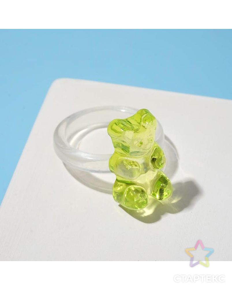 Кольцо "Мармеладный мишка", цвет зелёный, размер 16 арт. СМЛ-165154-1-СМЛ0006961488 1
