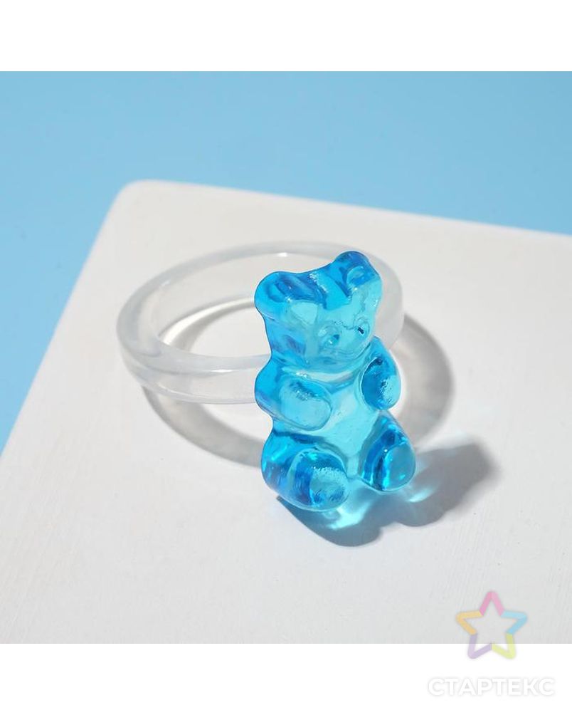 Кольцо "Мармеладный мишка", цвет голубой, размер 16 арт. СМЛ-165157-1-СМЛ0006961491 1