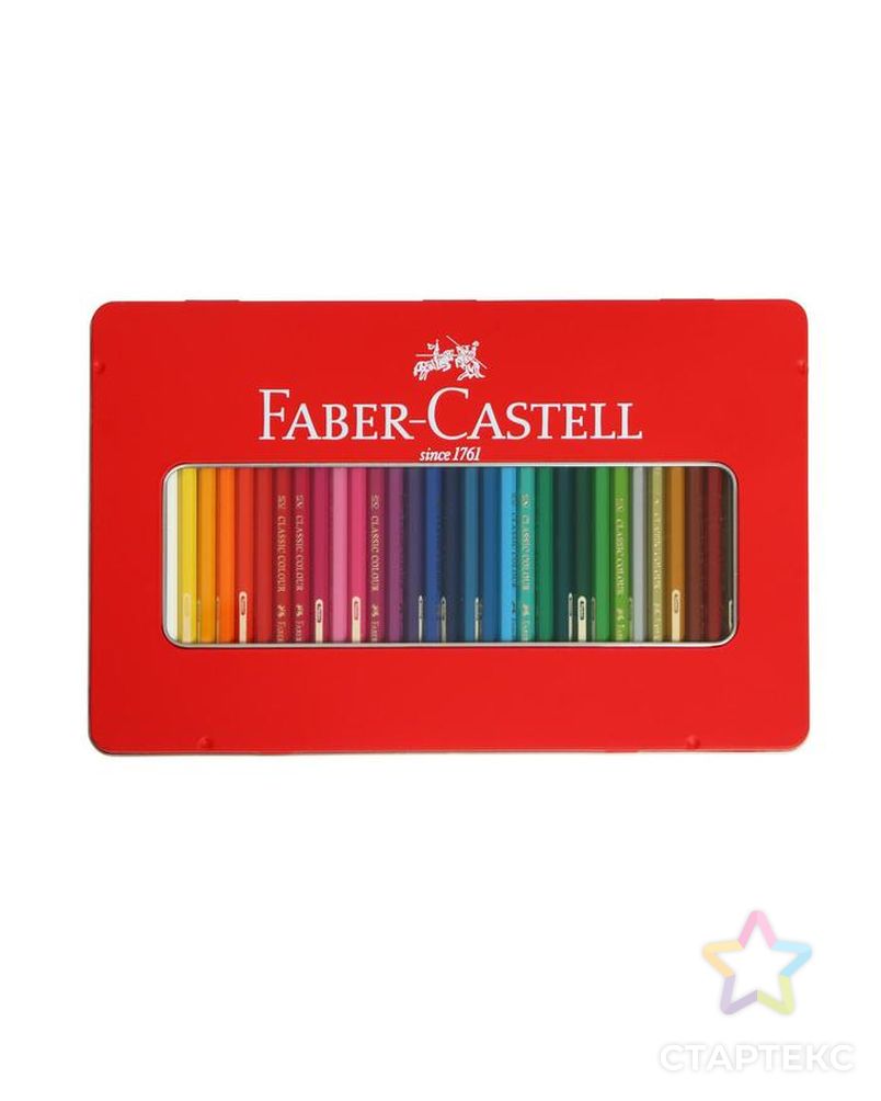 Карандаши 36 цвета Faber-Castell «Замок», шестигранный корпус, заточенные, в металлическом пенале арт. СМЛ-180876-1-СМЛ0006963038 3