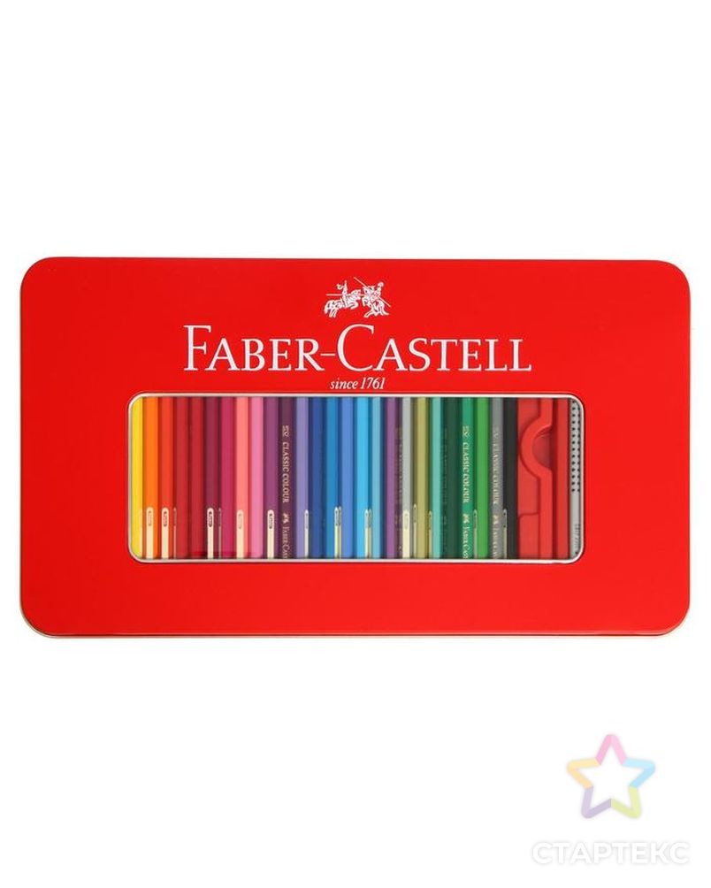 Карандаши 60 цвета Faber-Castell «Замок», шестигранный корпус, 2 чернографитных карандаша , с ластиком и точилкой, в металлическом пенале арт. СМЛ-180878-1-СМЛ0006963040 3