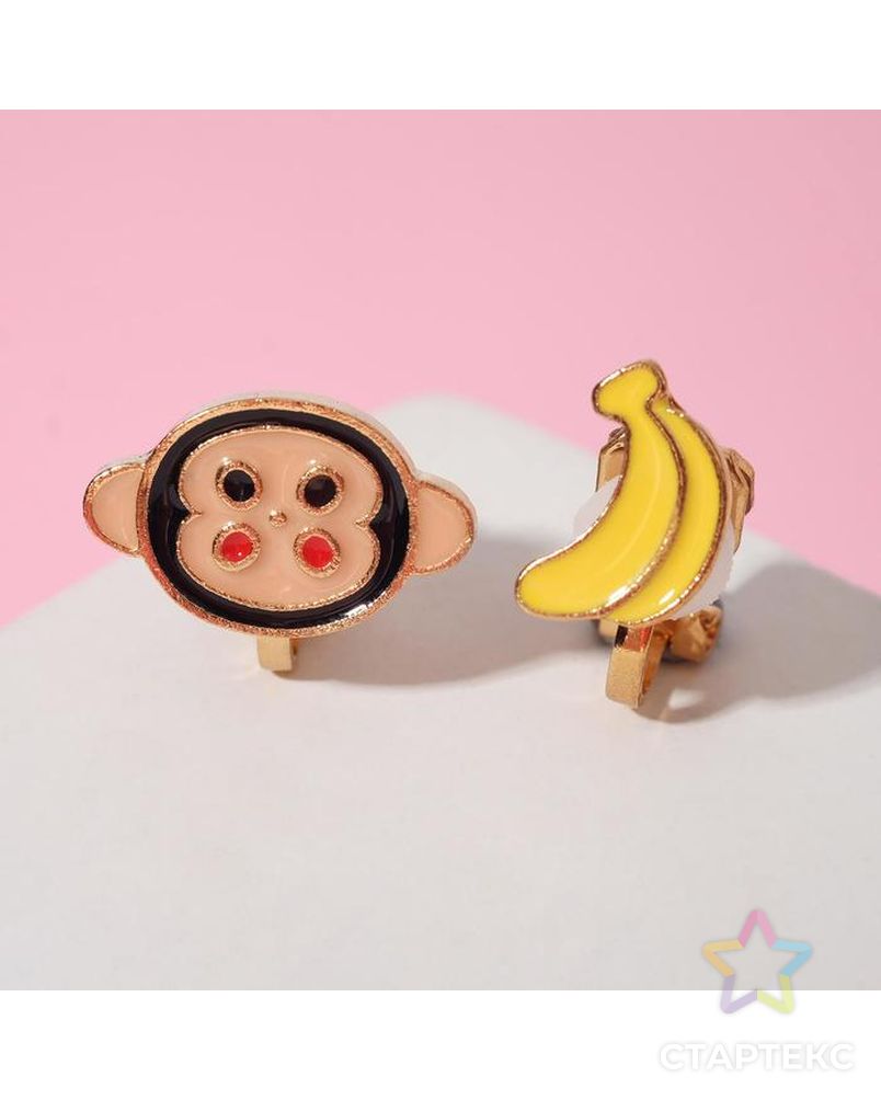 Клипсы детские "Выбражулька" обезьянка с бананами, цветные в золоте арт. СМЛ-169830-1-СМЛ0006970849 1